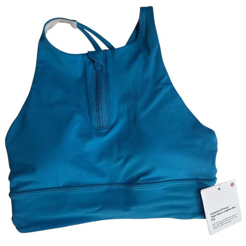 Lululemon Energy Zip High Neck LL Bra HWIB Hawaiian Blue NWT 4